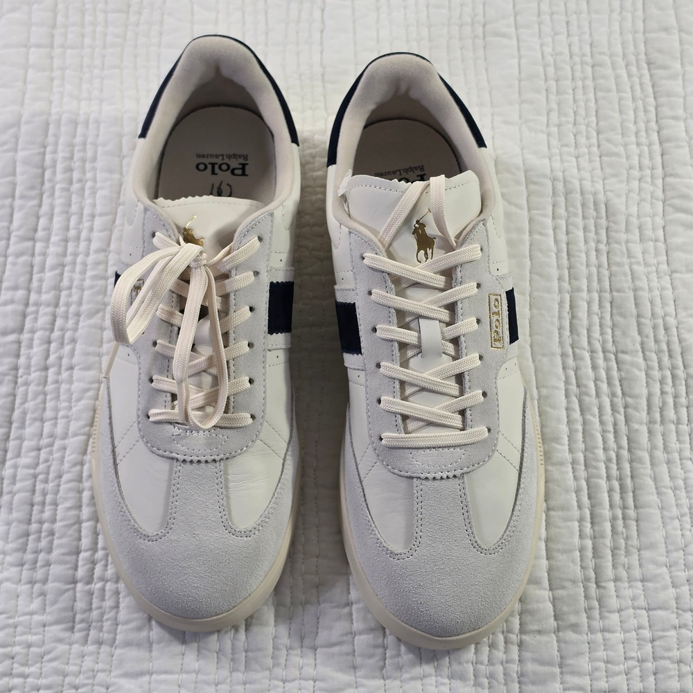 Polo Ralph Lauren Heritage Aera Sneakers Mens 11 D Cream Navy Low Top Trainers
